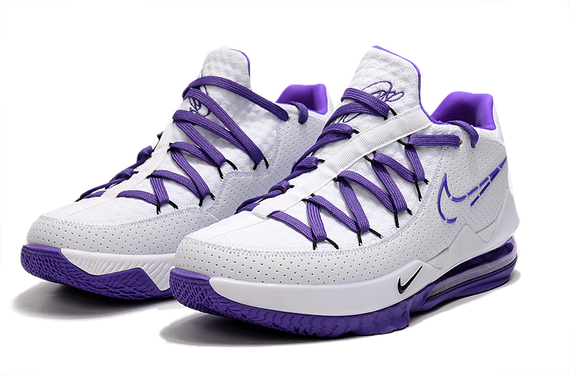 2020 Nike LeBron 17 Low White Purple Basketball Shoes